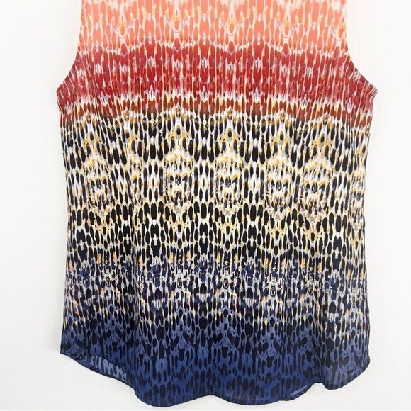 Cabi 3078 Love Peach to Blue Abstract Ombre Print Peter Pan Collar Popover Top - Picture 9 of 12